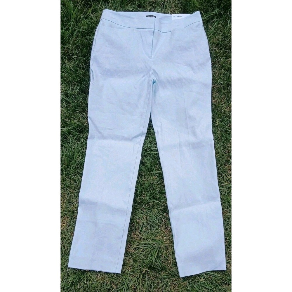 NWT Ann Taylor Factory The Straight Pants Womens 6 Light Blue Linen Blend